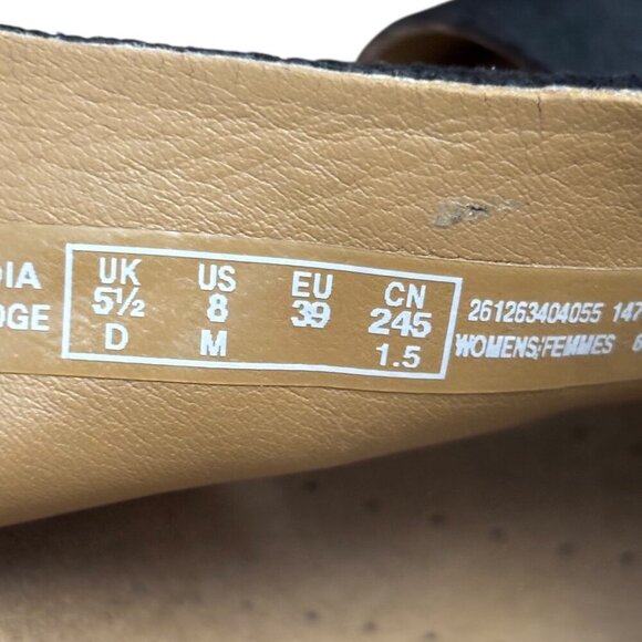 CLARKS Collection Helio Float Black Nubuck Wedge Heels Size 8 Adjustable Strap - Picture 10 of 11